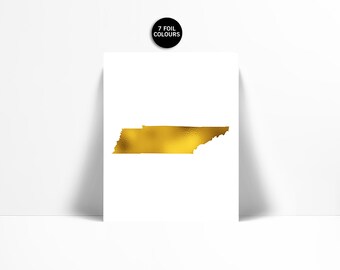 Tennessee Art Print - Real Gold Foil Print - Tennessee Map Art - Travel Poster - Tennessee Poster - United States Map - Nashville Print