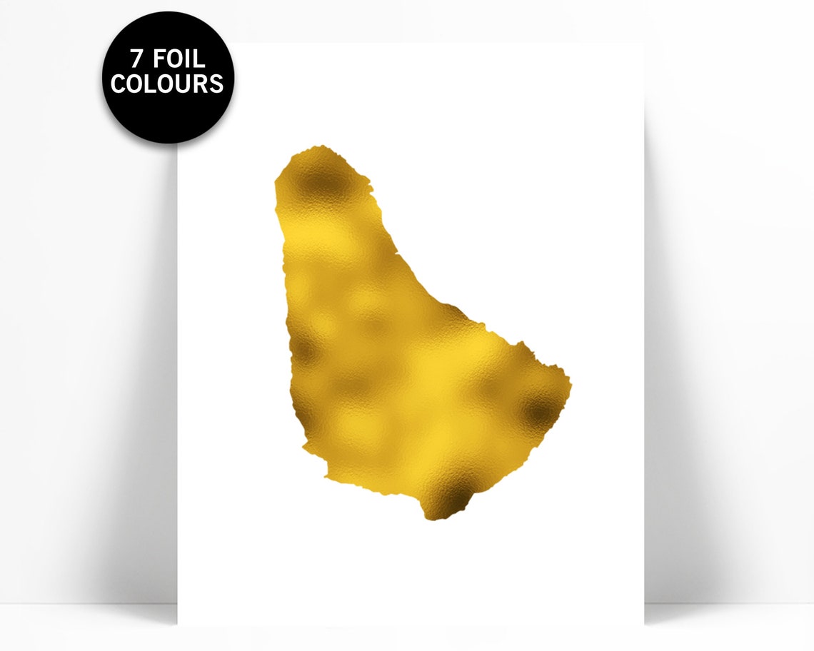 Barbados Map Gold Foil Print Barbados Art Print Gold Foil Etsy