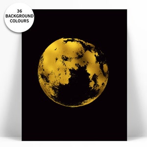 Full Moon Print - Gold Foil Print - Full Moon Poster - Astronomy Poster - Moon Illustration - Space Poster - Science Art - Celestial Print