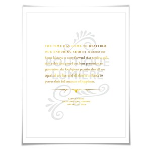 Barack Obama 2009 Inauguration Speech Gold Foil Art Print ...