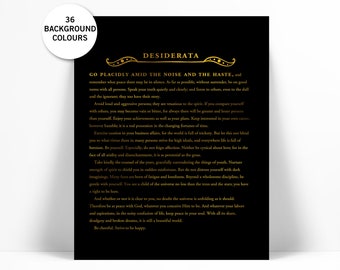 Desiderata Gold Foil Art Print - Literary Quote - Inspirational Art - Motivational Print - Typographic Print - Poetry Art - Graduation Gift