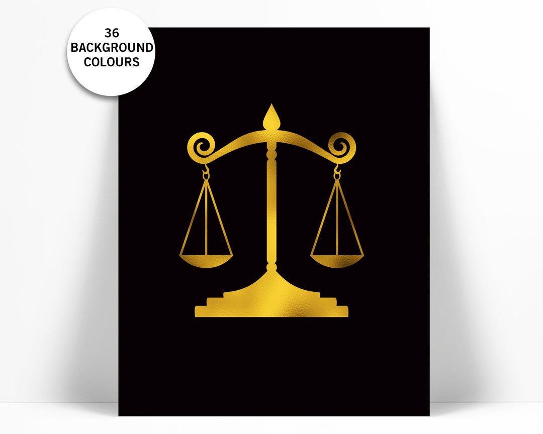 Scales of Justice Gold Foil Art Print Real Gold Foil Art Greek Art