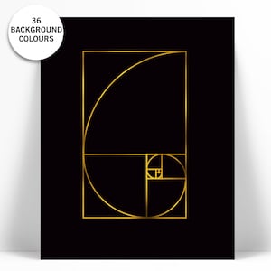 Golden Ratio Art Print - Gold Foil Print - Math Art Print - Math Wall Art - Geometric Art - Fibonacci Sequence Art Print - Math Teacher Gift