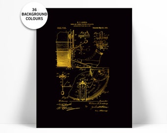 Drum & Cymbal Patent Illustration - Gold Foil Print - Music Poster - Drummer Gift - Gold Drum Poster - Drum Art Print - Gift for Musician