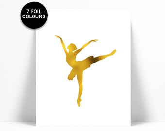 Ballerina Art Print - Gold Foil Print - Ballet Dancer Poster - Dance Art - Gold Foil Ballerina - Ballet Art Work - Nursery Art - Dance Print