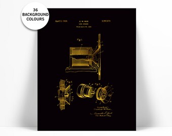 Loudspeaker Patent Illustration - Gold Foil Print - Music Poster - Musician Gift - Speaker Stereo Media Room - Audio Sound Signal Engineer