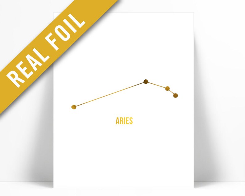Aries Art Print Gold Foil Print Astrology Poster Zodiac Etsy