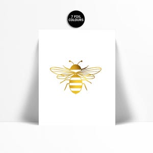 Bumblebee Art Print - Gold Foil Print - Insect Poster - Nursery Art - Gold Bee Art Print - Nature Art - Bumble Bee Wall Art - Gold Foil Bee image 1