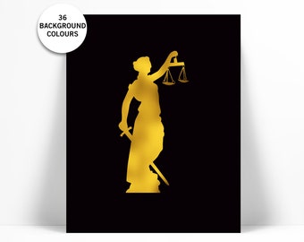 Scales of Justice Gold Foil Art Print - Real Gold Foil Art - Greek Art - Greek Sculpture - Ancient Greece - Classical Art - Lady Justice