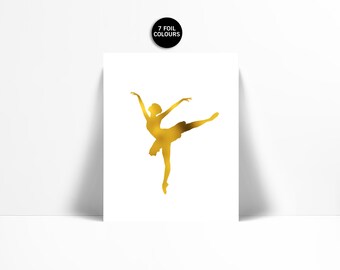 Ballerina Art Print - Gold Foil Print - Ballet Dancer Poster - Dance Art - Gold Foil Ballerina - Ballet Art Work - Nursery Art - Dance Print