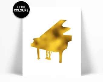 Grand Piano Gold Foil Art Print - Gold Foil Print - Musical Instrument - Piano Poster - Gift for Musician - Classical Music Art Decor