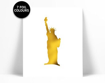 Statue of Liberty - Gold Foil Print - Real Foil Art - New York City Print - Architecture Wall Art - Manhattan Skyline Poster - NYC Art