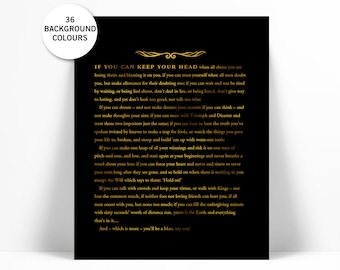 If by Rudyard Kipling - Gold Foil Art Print - Poetry Quote - Motivational Inspirational Typography Poster - Graduation Gift - Gold Quote Art