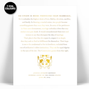 Gay Marriage Supreme Court Decision Gold Foil Art Print - Same Sex Wedding Poster - Human Civil Rights - Marriage Equality - LGBTQ Pride Art