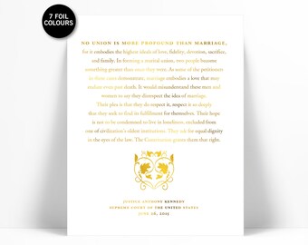 Gay Marriage Supreme Court Decision Gold Foil Art Print - Same Sex Wedding Poster - Human Civil Rights - Marriage Equality - LGBTQ Pride Art
