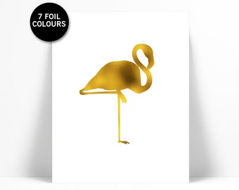 Flamingo Art Print - Gold Foil Print - Animal Poster - Children Art - Wildlife Art Print Decor - Nature Art - Flamingo Poster - Nursery Art