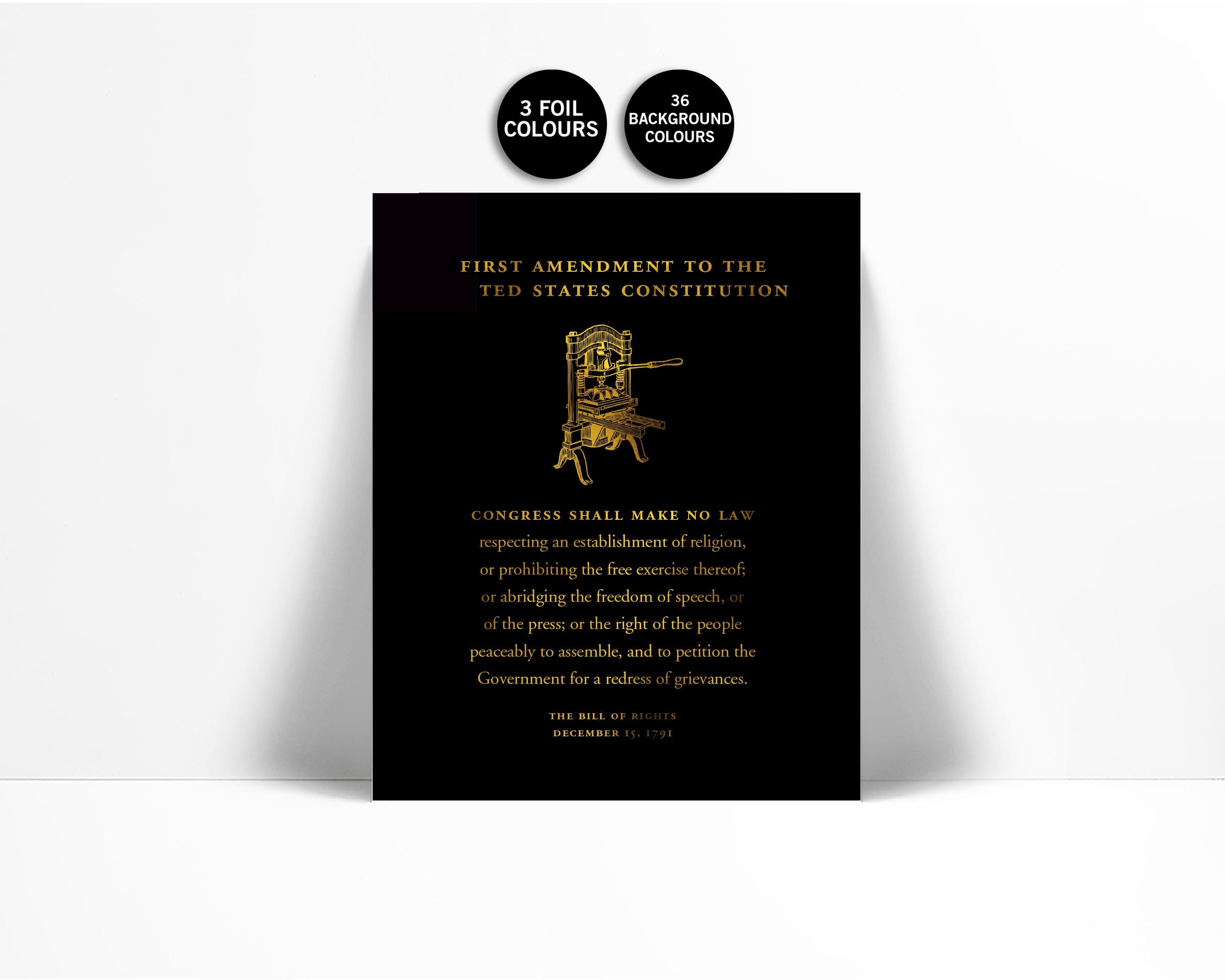 アメリカ合衆国憲法修正第一条 権利章典 金箔アートプリント - 言論の自由 報道の自由 - アメリカの歴史 - 人権 - Etsy 日本, image size:2880x2304