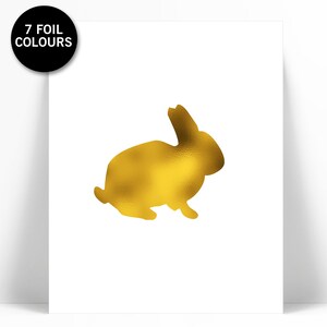 Bunny Rabbit 1 Art Print - Gold Foil Print - Animal Poster - Gold Nursery Art - Gold Foil Bunny Rabbit - Nature Poster - Rabbit Wall Decor