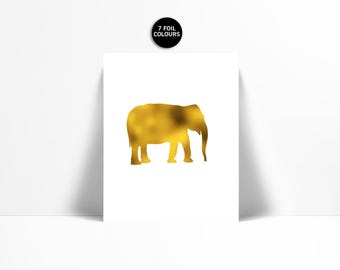 Elephant Art Print - Real Gold Foil Print - Animal Print - Childrens Art - Wildlife Art Print - Nature Poster - Elephant Poster - Safari Art
