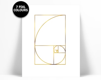 Golden Ratio Art Print - Gold Foil Print - Math Art Print - Math Wall Art - Geometric Art - Fibonacci Sequence Art Print - Math Teacher Gift