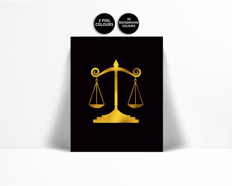 Scales of Justice Gold Foil Art Print - Real Gold Foil Art - Greek Art ...