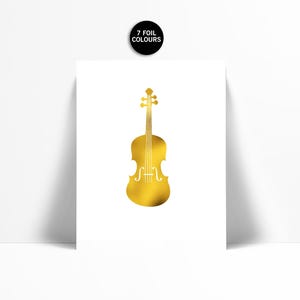 Violin Gold Foil Art Print - Gold Foil Print - Musical Instrument - Violin Poster - Gift for Musician - Classical Music Art Decor image 1