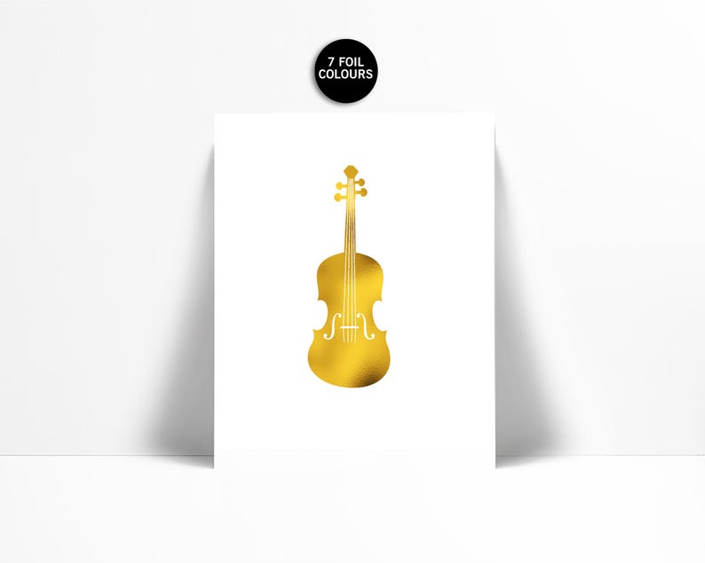 Violin Gold Foil Art Print - Gold Foil Print - Musical Instrument - Violin Poster - Gift for Musician - Classical Music Art Decor image 1