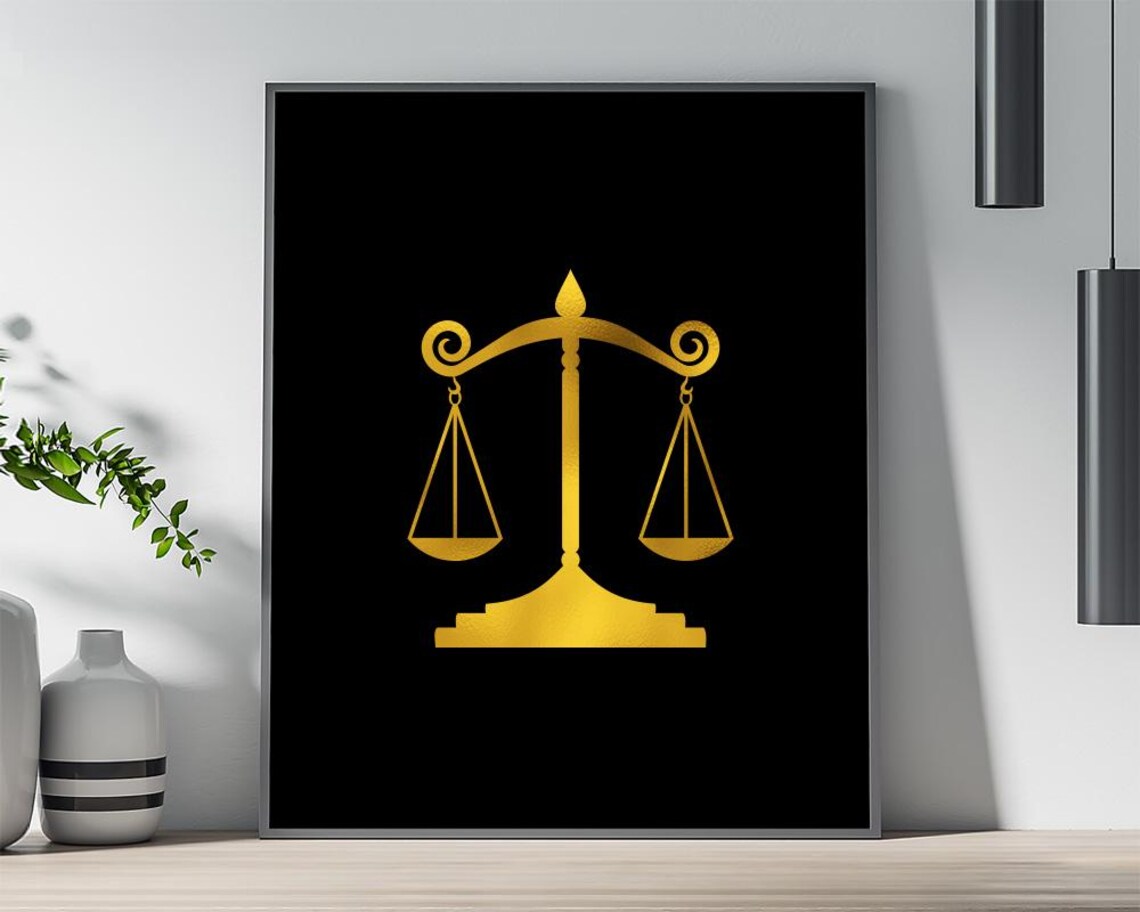 Scales of Justice Gold Foil Art Print - Real Gold Foil Art - Greek Art ...