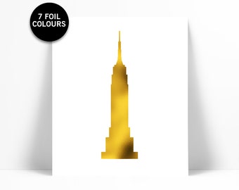 Empire State Building - Gold Foil Print - Real Foil Art - New York City Print - Architecture Wall Art - Manhattan Skyline Poster - NYC Art
