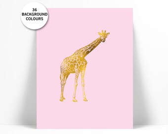 Giraffe Gold Foil Art Print - Animal Print - Childrens Kid Art - Safari Wildlife Decor - Animals Poster - Child Bedroom - Animal Lover Gift