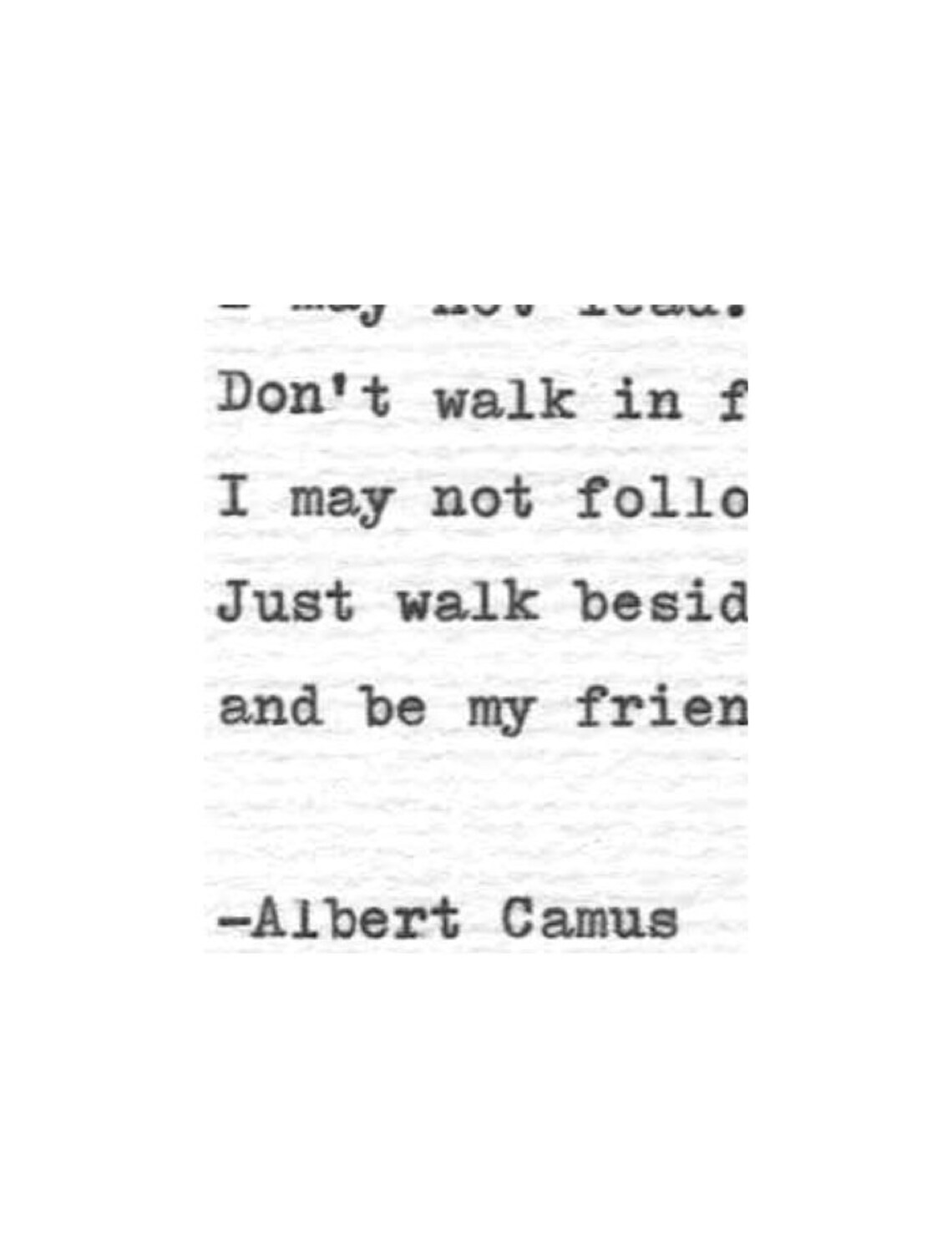 Albert Camus à la main tapé citation sois mon ami Vintage