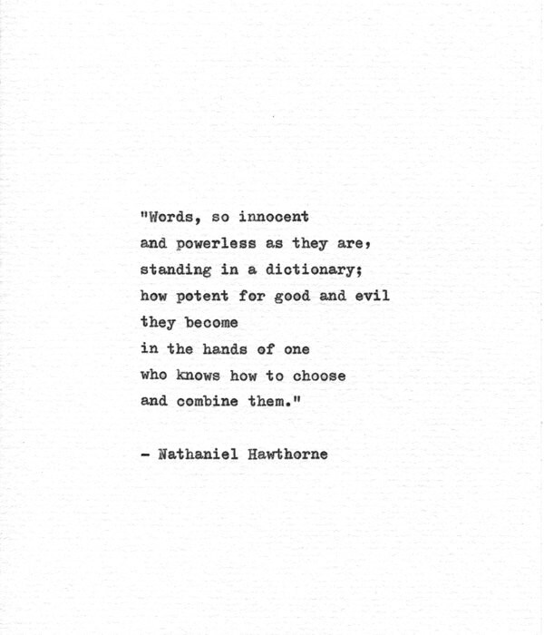 Nathaniel Hawthorne Hand Typed Art 'Words' Vintage | Etsy