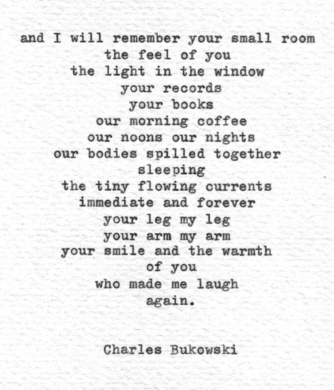 Charles Bukowski Hand Typed Love Poetry Raw with | Etsy