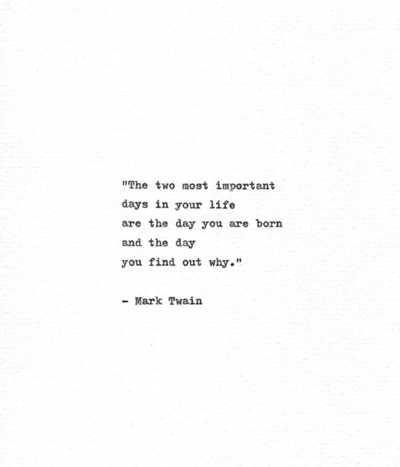 Mark Twain Hand Eingegeben Motivierend Zitat Zwei Wichtige Tage Inspirierende Schreibmaschine Druck Philosophie Zitat Amerikanischen Literatur Druck
