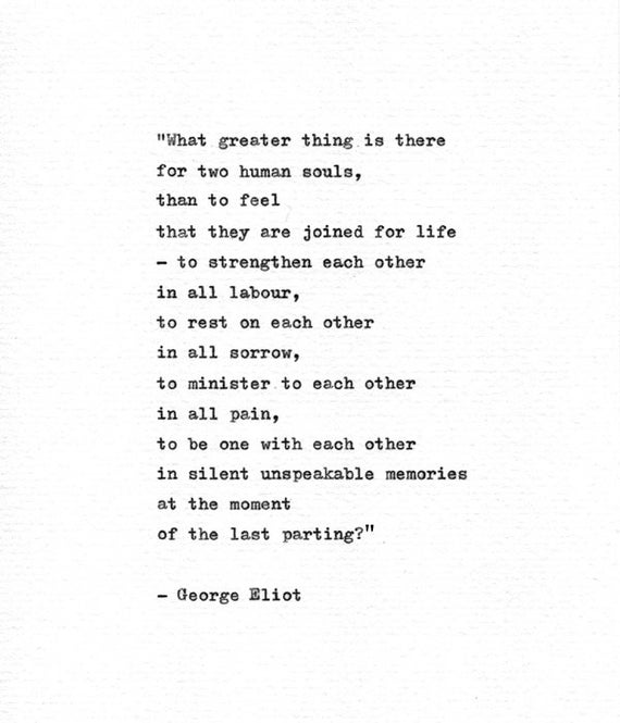 George Eliot Hand Typed Print Joined For Life Etsy