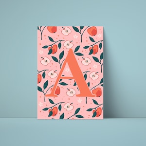 Póster de la letra A: póster del alfabeto para habitación infantil | Regalo de nacimiento | Decoración de habitación infantil imprimible | Descarga digital