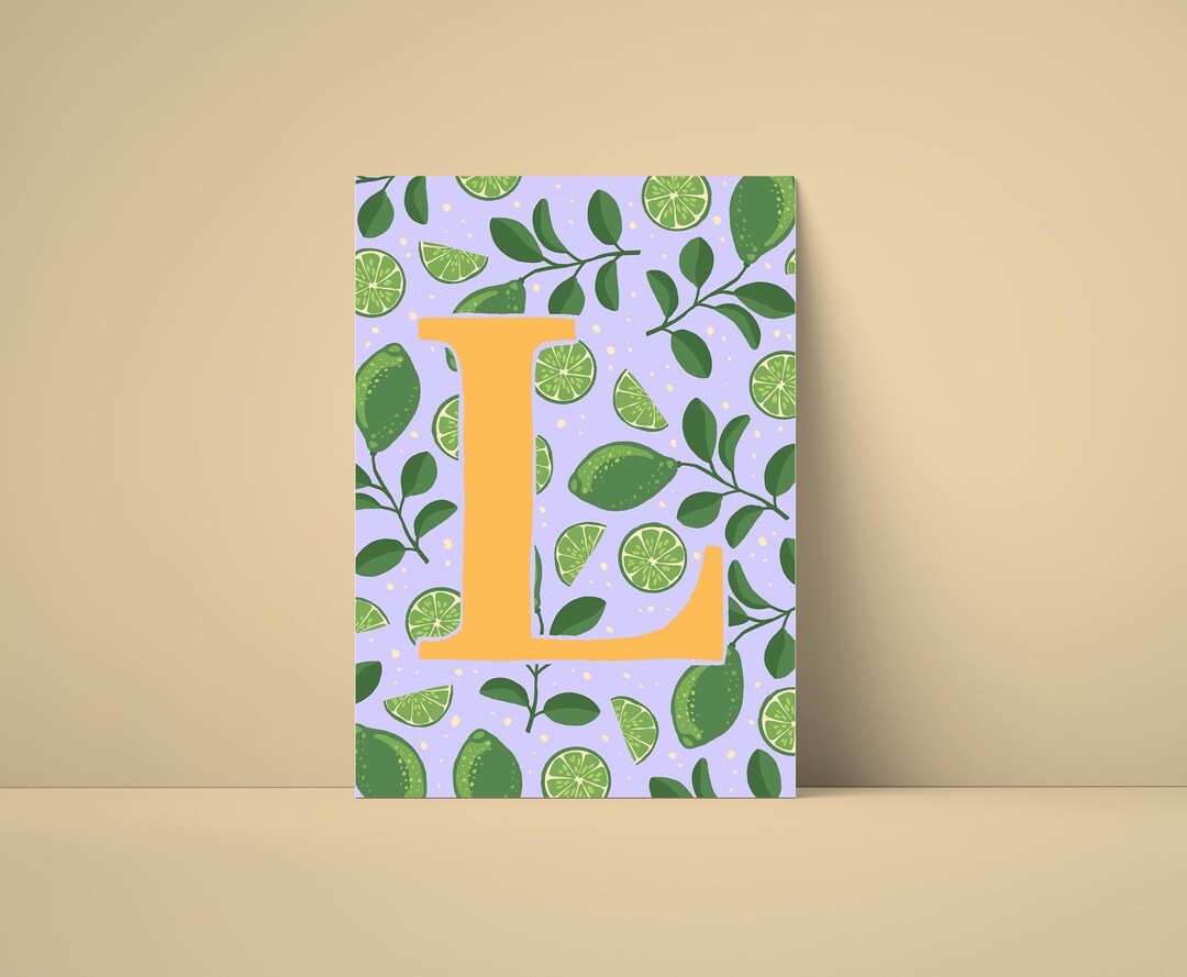 Letter L Poster - Digital ABC Picture With Lime Illustration | Wall ...