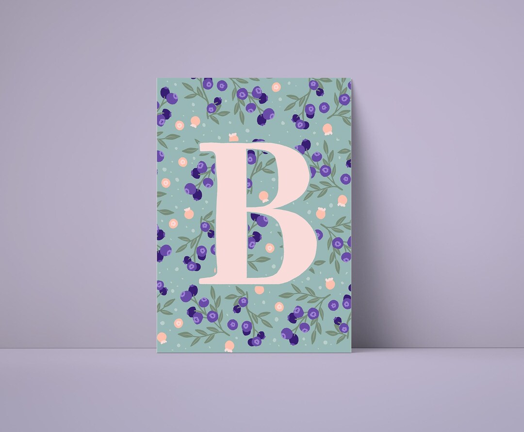 Letter B Poster - Digital ABC Picture With Blueberry Illustration ...