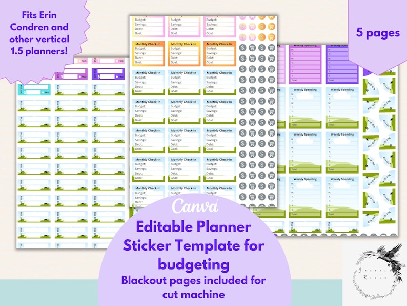 Budget Project Sticker Editable Budget Planner Sticker Template, 5 Pages, Canva, Commercial ...