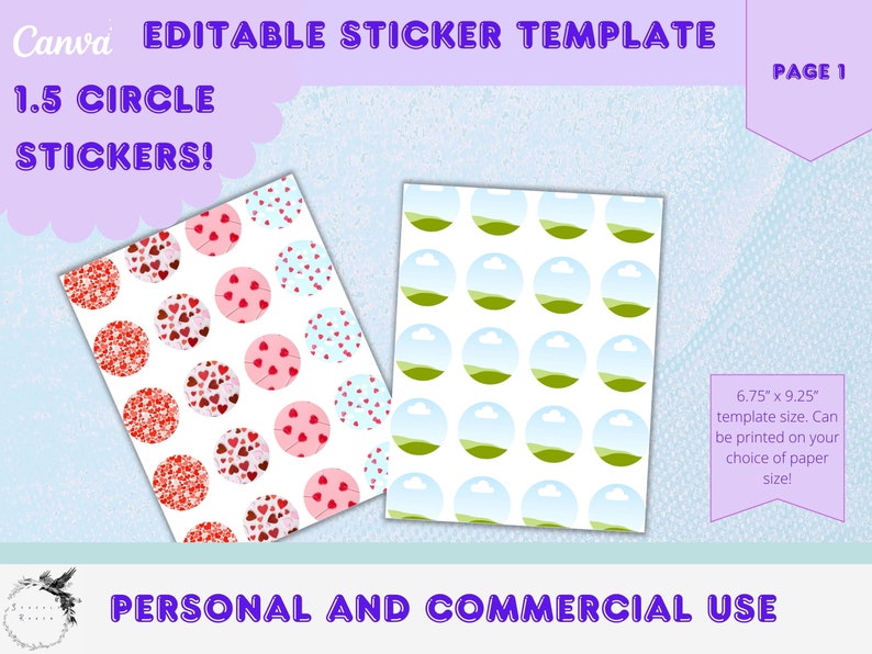 Circle Stickers 1.5, Editable Canva Template (digital Download) - Etsy