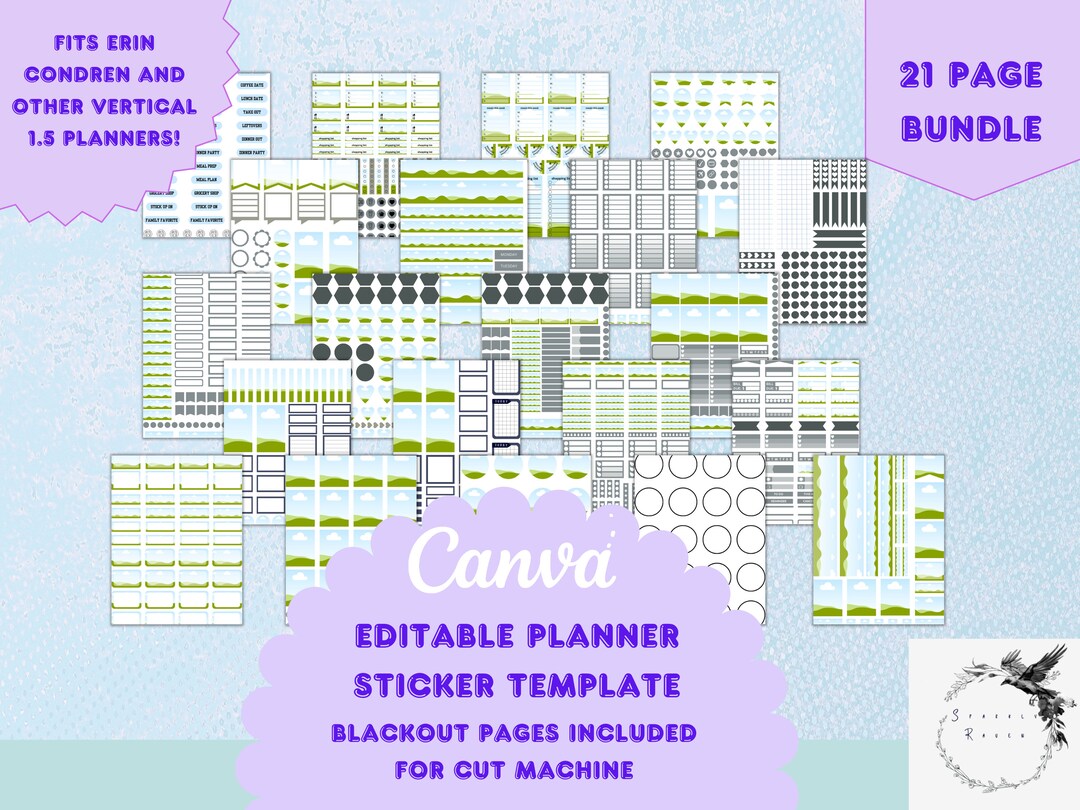21 Page Bundle Editable Sticker Canva Template, Classic Happy Planner ...