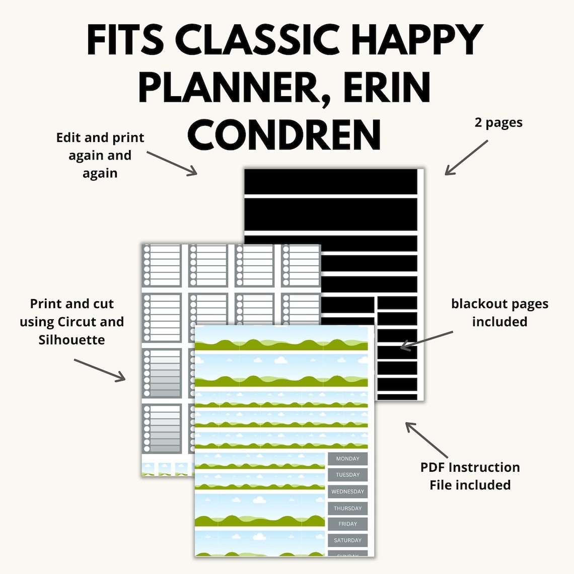 Canva Editable Template, Classic Happy Planner, Erin Condren, Editable ...