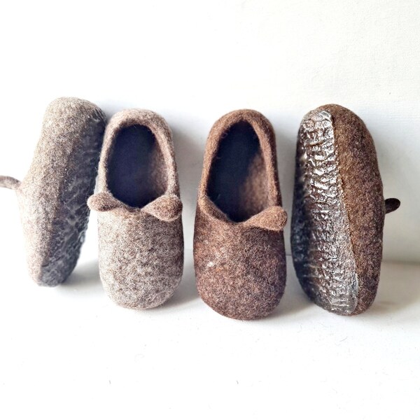 Felt woolen slippers, Wool slippers for women, Felted wool slippers, Women felt slippers, Felt natural wool slippers, Wool clogs