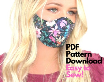 Cloth Face Mask Sewing Pattern: Designer Style, Easy Instructions (Digital Download)