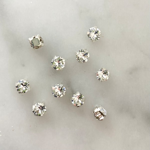 Genuine Swarovski Rhinestones Loose in sew on setting 4mm Choose your Setting and Stone Color