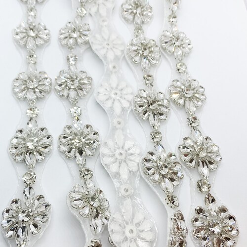 Rhinestone Pearl Applique Crystal Trim by the Yard Hotfix Etsy