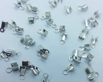 Silver Cord End Crimps for Feathers or Cord Ends