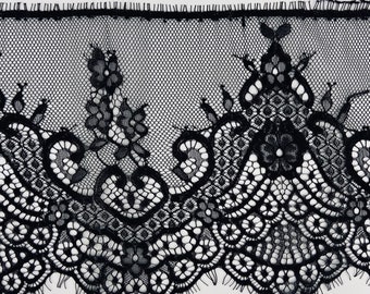 Floral Scalloped Eyelash Lace Fabric By the Yard