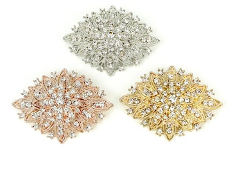 Gatsby Inspired Crystal Rhinestone Art Deco Brooch for Hats or Jewelry Making