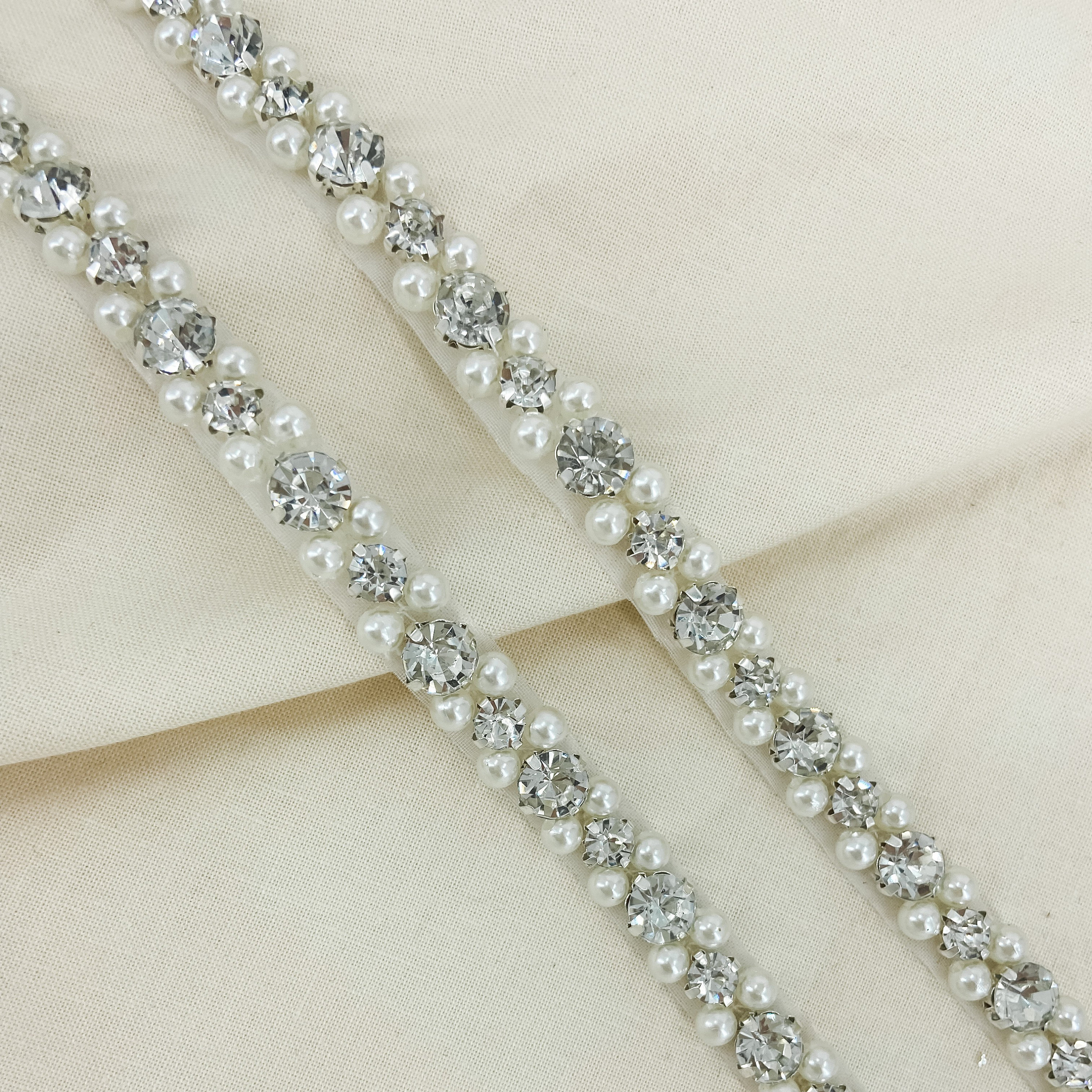 Silver Rhinestone Crystal Bridal Belt Sash Ivory Satin Ribbon Art Deco Geometric Silver Art Deco Crystal Bridal Belt, Rhinestone Wedding Sash  main image 3